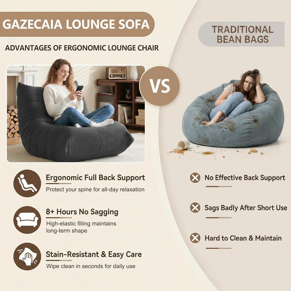 Gazecaia Comfy Bean Bag Chair for Adults Teens | Fireside Floor Lounge Chair,...