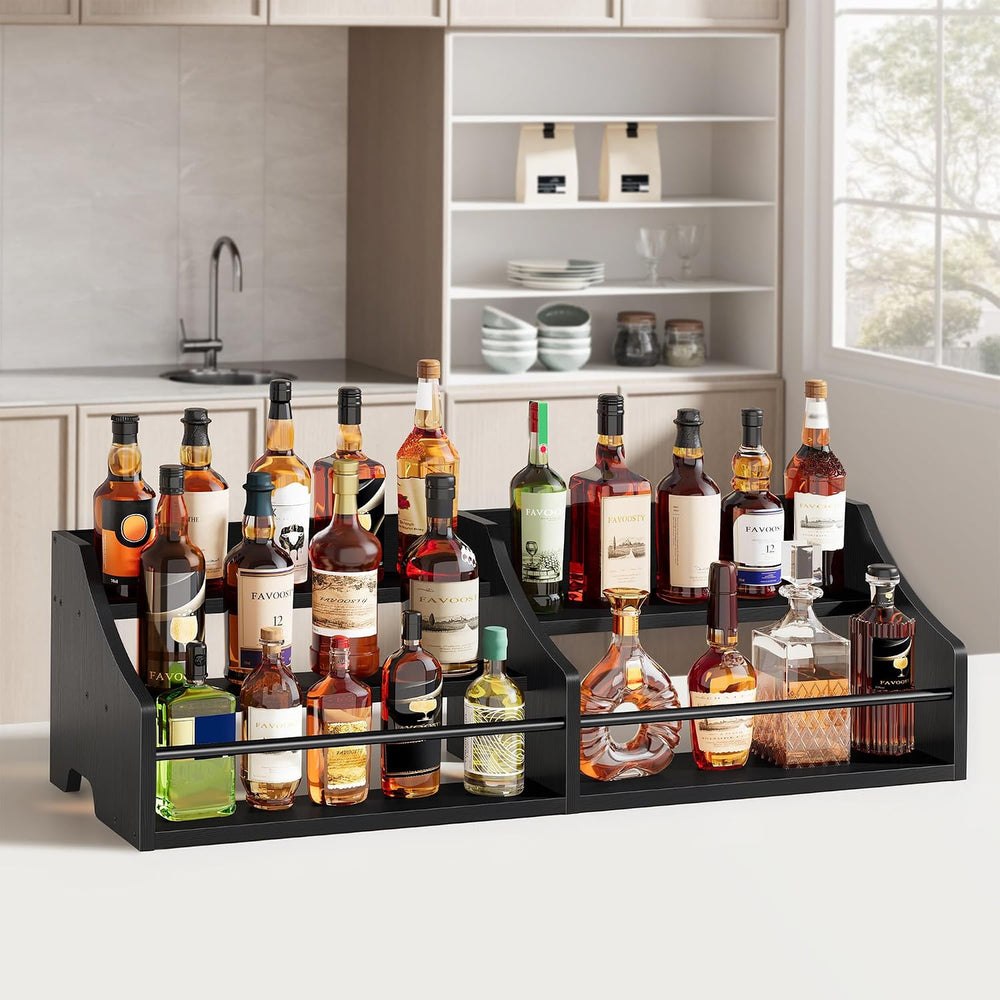 FAVOOSTY 5 Tier Countertop Liquor Bottle Display Shelf Organizer, Retro Table...