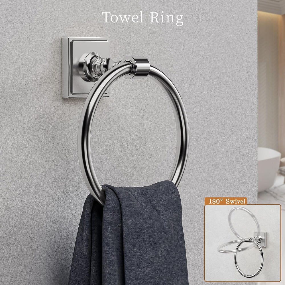 VEHCIL Polished Chrome Bathroom Towel Bar Set, 5 Piece Bathroom Hardware Acce...