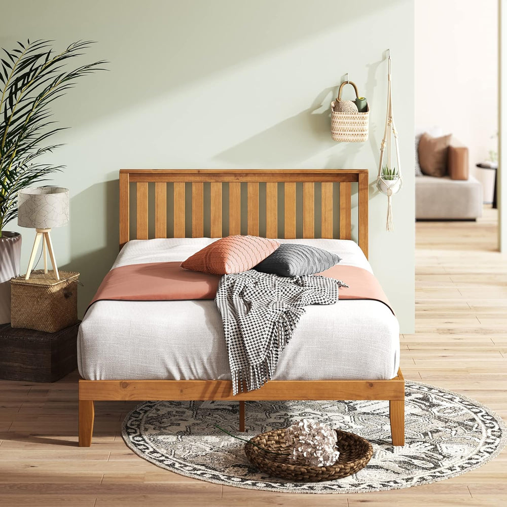 Zinus Alexia Solid Wood Platform Bed Frame with Headboard, Queen