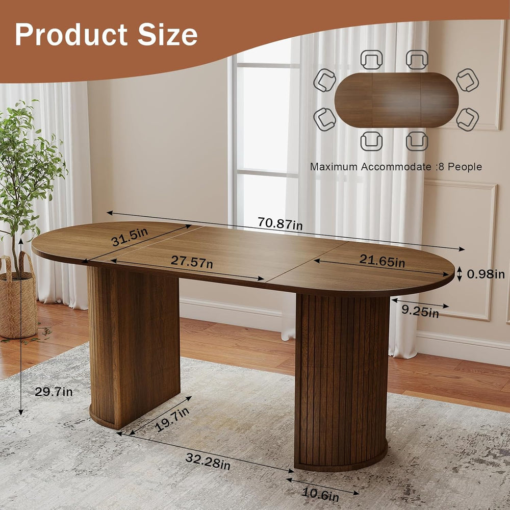 Oval Rectangular Dining Table for 4-8 People,70.87" Long Kitchen Table w...