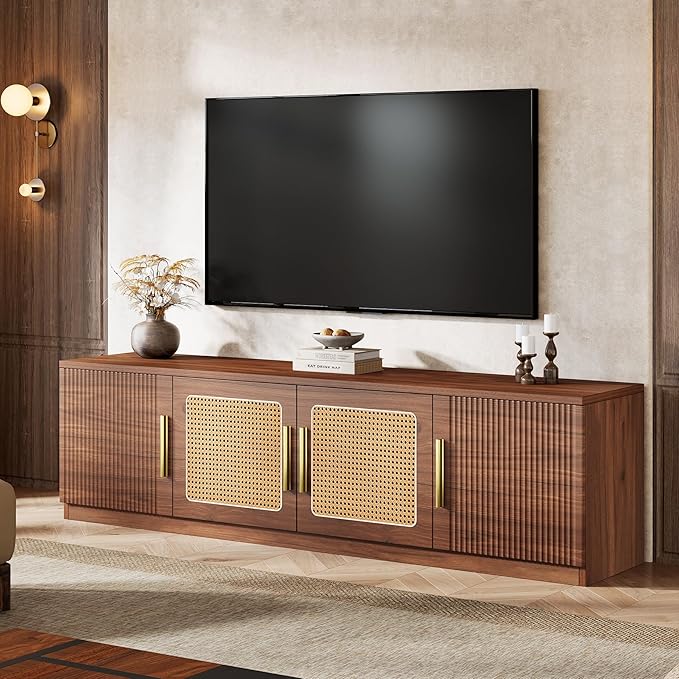 Tribesigns 70.9" TV Stand for Living Room, Mid Century Modern Entertainment Center with 6-Tier Storage Shelf, Wood Long Media Console Television Stands Cabinet for TVs Up to 80 Inches
