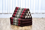 Leewadee - Comfortable Japanese Floor Mattress Used As Thai Floor Bed with Triangle Cushion, Futon Mattress Or Thai Massage Mat, 67 x 21 inches, Brown Red | Floor & lounge cushion for relaxing, reading & TV - for meditation & yoga, firm & stable