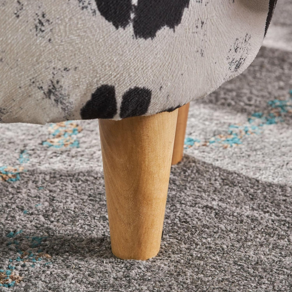 Modern Ottoman, Cow-Shaped Velvet Accent Footstool with Birch Legs for Living...
