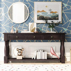 Merax 64" Classic Wood Console Table with Drawers and Bottom Shelf for Entryway Hallway Living Room (Espresso)