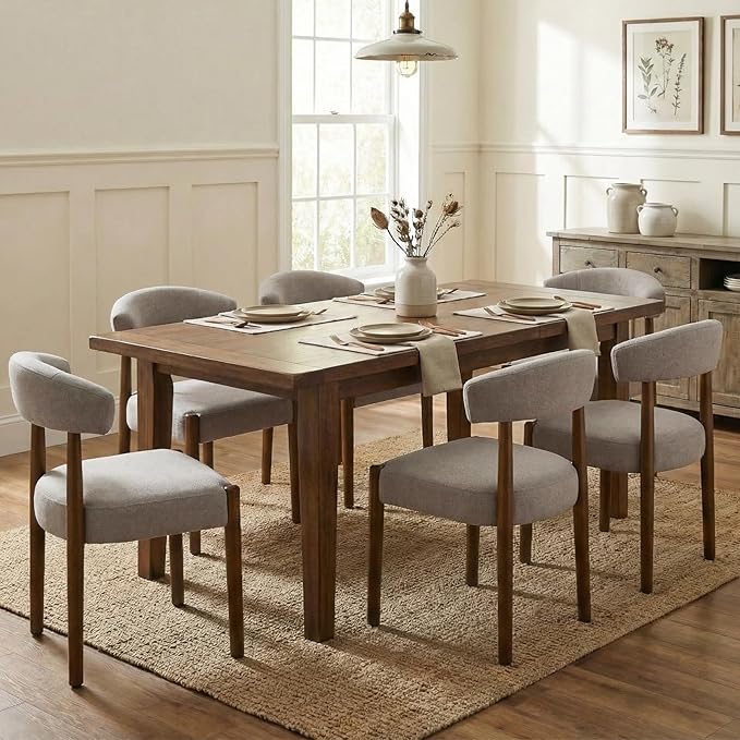 VKNOW Wooden Dining Chairs Set of 2, Modern Upholstered Dining Room Chairs wi...