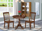East West Furniture AMDA3-MAH-W 3 Piece Dining Table Set for Small Spaces Contains a Round Kitchen Table with Pedestal and 2 Dining Chairs, 36x36 Inch, Mahogany