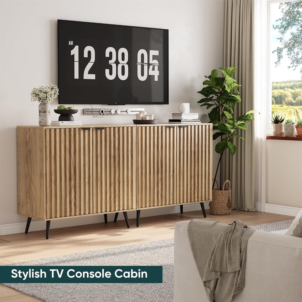 Semiocthome Buffet Cabinet with Storage, Sideboard Cabinet with Fluted Doors ...