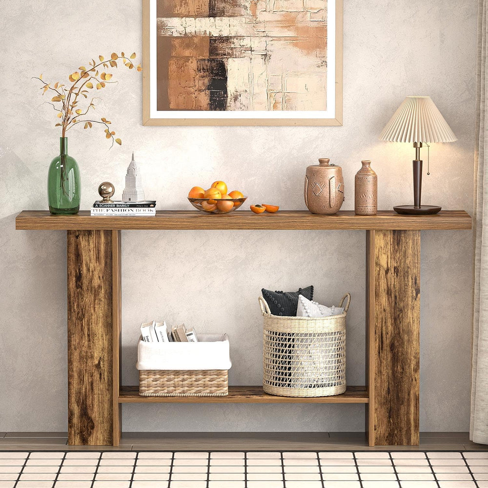 FOLUBAN Console Table for Entryway, Farmhouse Sofa Table with Side Storage fo...