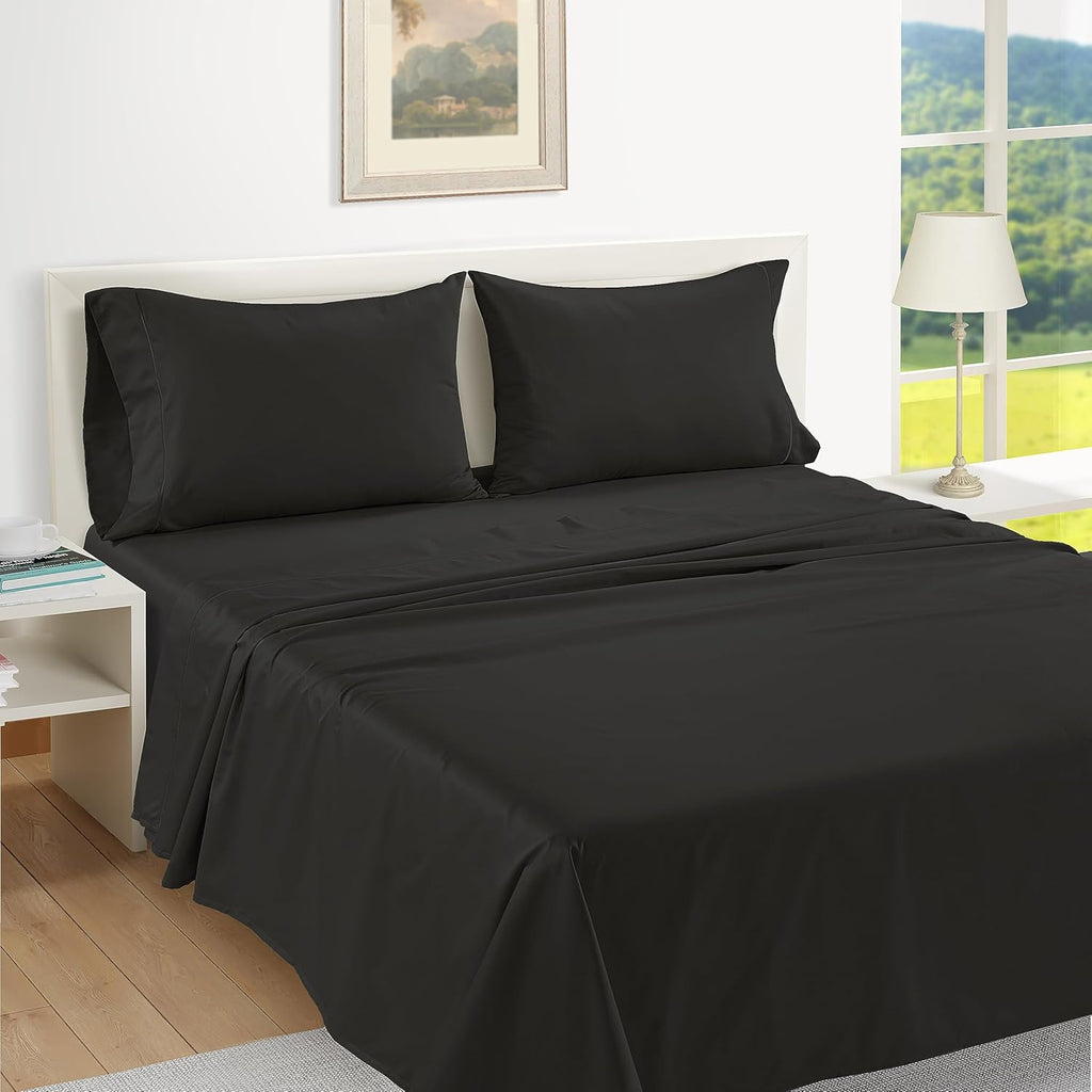 LANE LINEN Pillows Queen Size Set of 2, Soft 100% Egyptian Cotton, Cool & Smooth Pillow Cases - Black