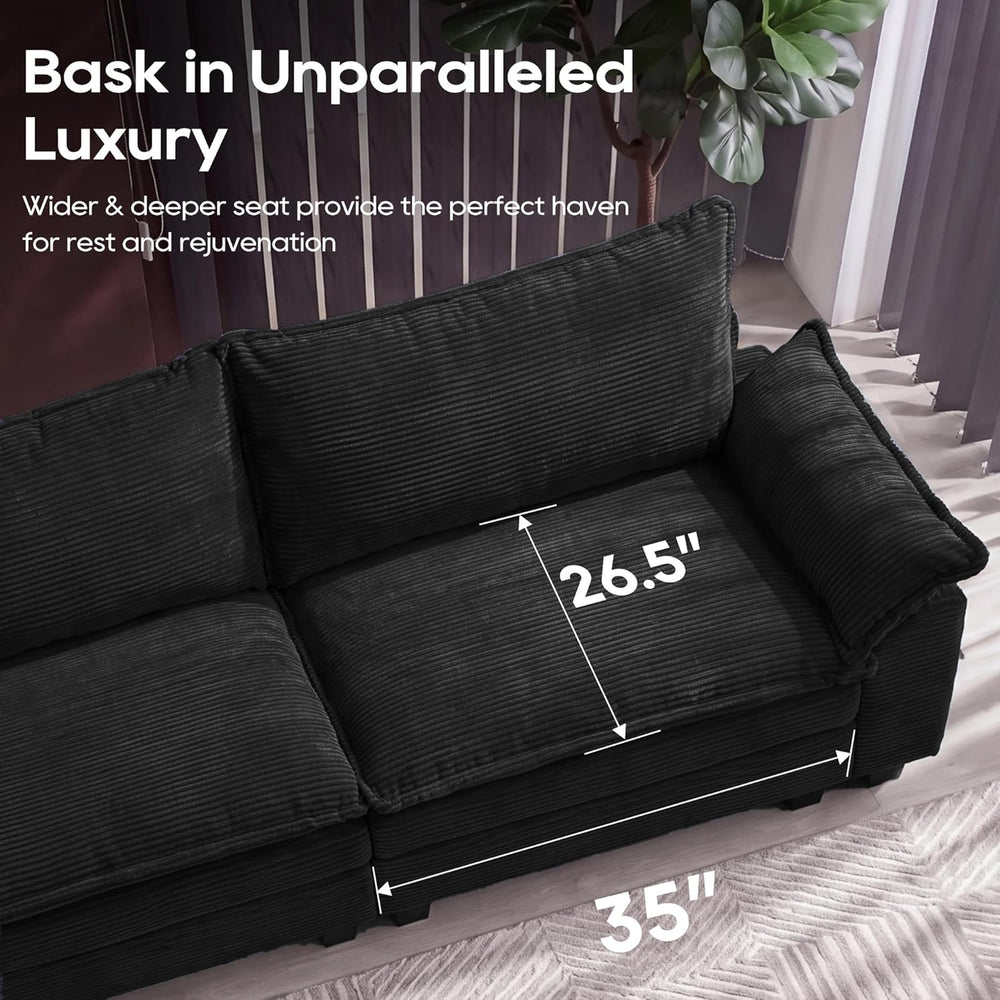 URRED Oversized Modular Sectional Sofa，Solid Black：122" U Shaped | Moder...