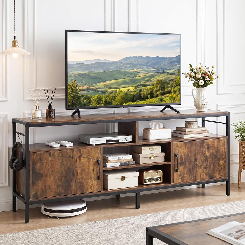 Tangkula Industrial TV Stand for TVs up to 65”, Entertainment Center with 2 S...
