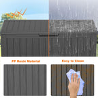 75 Gallon Resin Deck Box, Lockable Patio Outdoor Storage Box for Furniture, Garden Tools and Tools Storage, Waterproof Outside Storage Boxes - Black