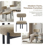 LukeAlon Chenille Dining Chairs Set of 2, Modern Curved Back Armless Kitchen Chairs with Black Metal Legs Upholstered Dining Room Chairs Reception Chairs for Living Room Office Restaurant, Khaki