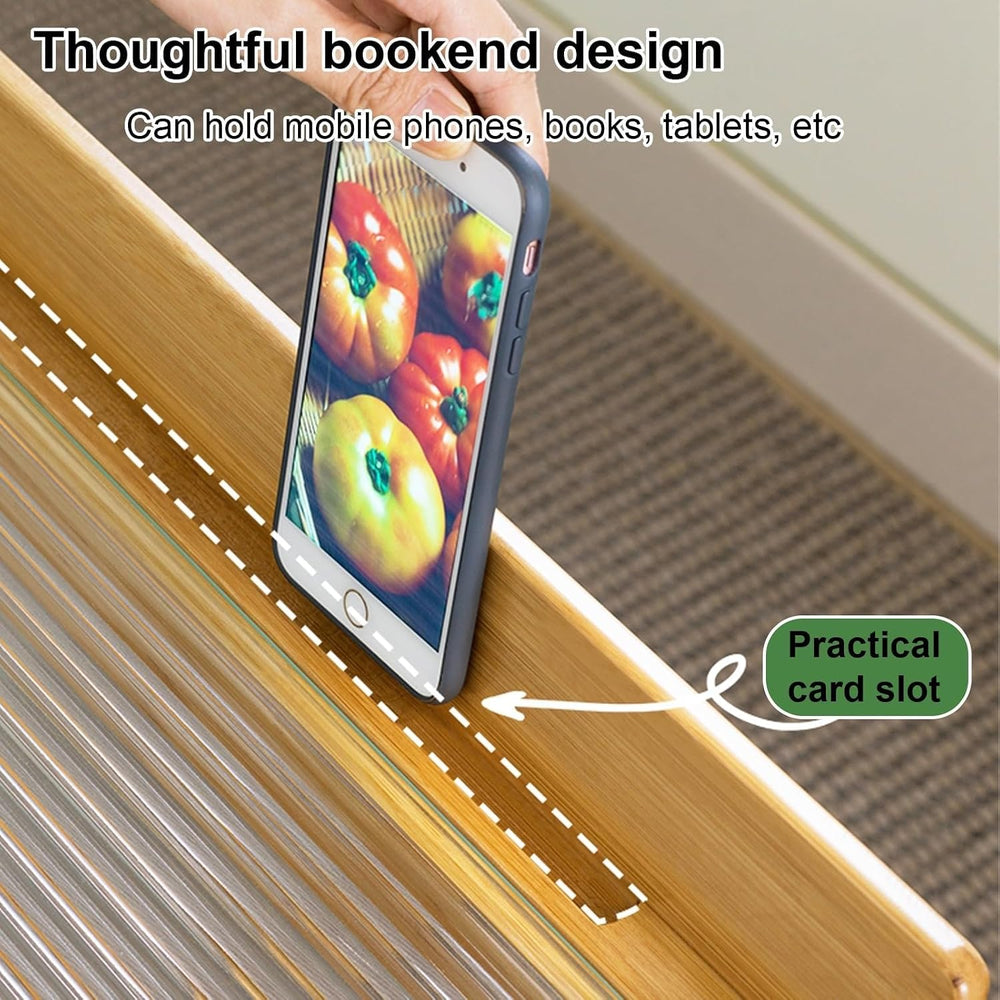 C Shaped End Table with Glass Top, Bamboo Sofa Side Table, Laptop Desk, Snack...