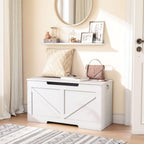 HOOBRO Storage Bench, 29.5” Retro Wooden Storage Chest with U-Shaped Cut-Out Pull, Safety Hinge, Supports 220 lb and Easy Assembly for Toy Box Organizer (White) WT77CW01