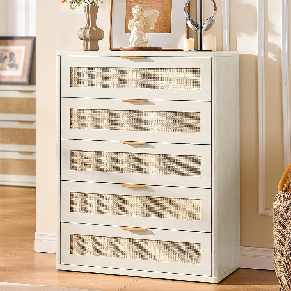 LEYAOYAO Rattan Dresser for Bedroom Set 2, 41" Tall Chest of Drawers | G...