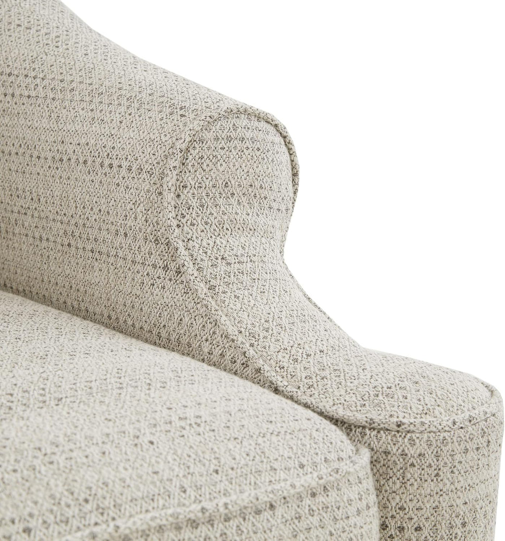 Madison Park Swivel Glider Chair for Living Room, High Back Bedroom Lounge Foam Seat Cushion Upholstered, Nursery Furniture, Metal Base, Fully Assembled, 29.5" W x 30.25" D x 34.5" H, Tan