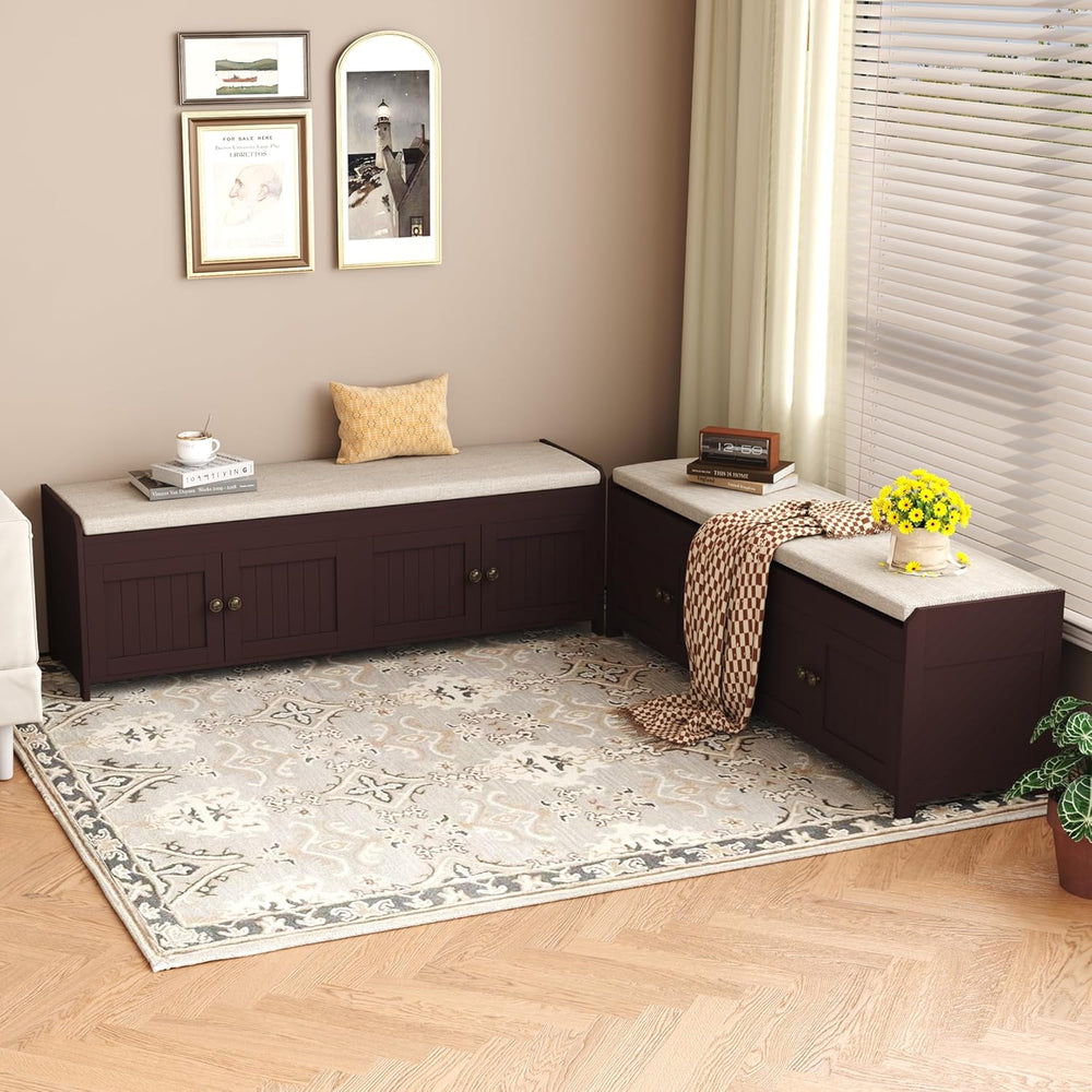 HOMEFORT 54.4" Shoe Bench with Lift Top Storage, Entryway Bench with Cus...