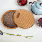 Handmade Tea Cake Storage Holder Small 18cm round Tea Box Organizer for Travel and Home Use