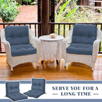 Geetery Outdoor Chair Cushions Set of 4 for Patio Lawn Furniture Wicker Rocking Dining Chairs 42x21x4 Inch High Back Seat Pads Replacement with Ties Weather-Resistant Fade-Resistant Indoor(Blue Gray)