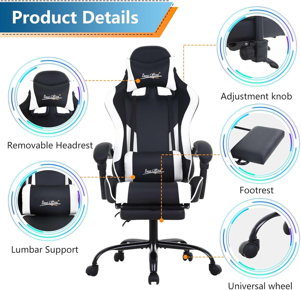 PayLessHere Ergonomic Racing Desk Chair Computer Chair Gaming Chair with Foot...