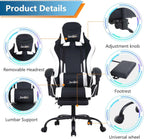 PayLessHere Ergonomic Racing Desk Chair Computer Chair Gaming Chair with Footrest Lumbar Support Headrest Armrest Task Rolling Swivel Ergonomic E-Sports Adjustable PC Gamer Chair, White