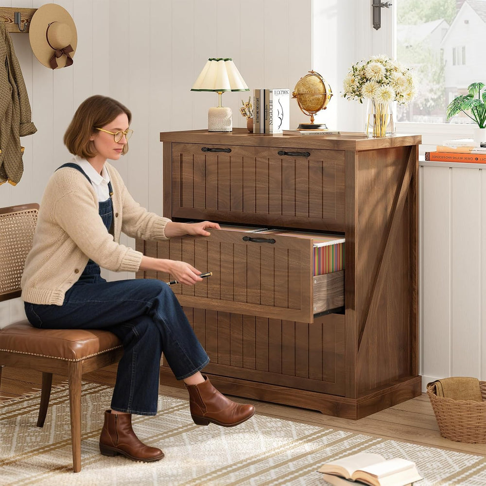 SEDETA Filing Cabinet for Home Office, Farmhouse 3 Drawer File Cabinet, Wood ...