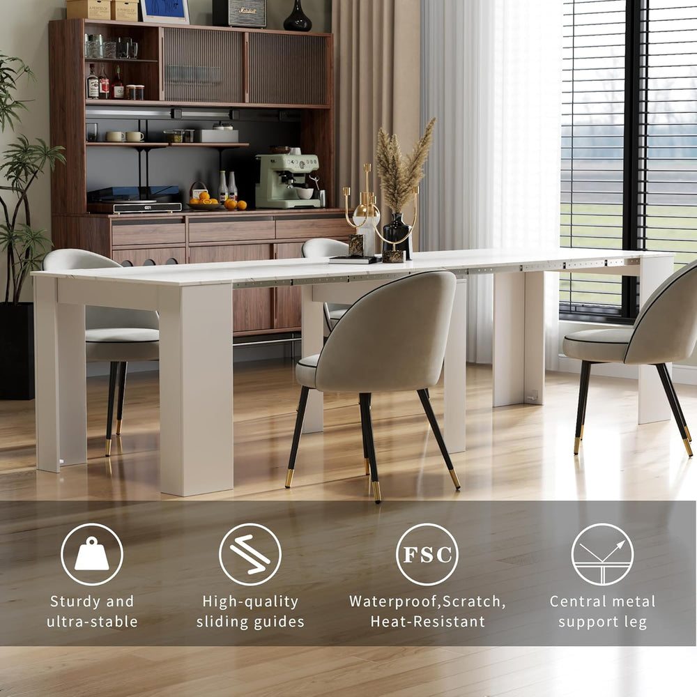 Extendable Dining Table, Transformer Console Table for 1-12 People, Folding S...