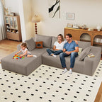 96" Modular Sectional Couch, Boneless L Shaped Cloud Sofa with Chaise Lounge, Corduroy Upholstered Couches Memory Foam Deep Seat, No Assembly Required, Ideal for Living Room(Camel, Left Facing)