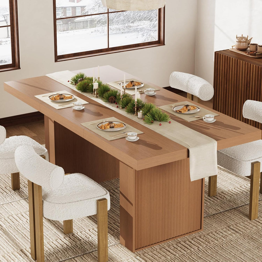 Garvee 70.8" Dining Table for 6 8 10, Modern Dining Room Table with Stor...