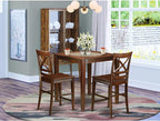 East West Furniture VNQU3-MAH-W 3 Piece Counter Height Pub Set for Small Spaces Contains a Square Dining Room Table and 2 Kitchen Chairs, 36x36 Inch, Mahogany