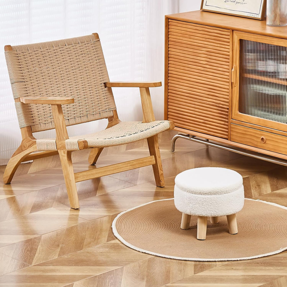 Wimarsbon Storage Ottoman, Modern Round Footrest with Soft Padded Seat, Teddy...