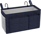 Bedside Caddy Bedside Organizer with Fixed Straps & Water Bottle Holder, Bunk Bed Caddy ideal for Home, Dorm, Hospital, Crib, Versatile Bedside Storage Solution (Navy)