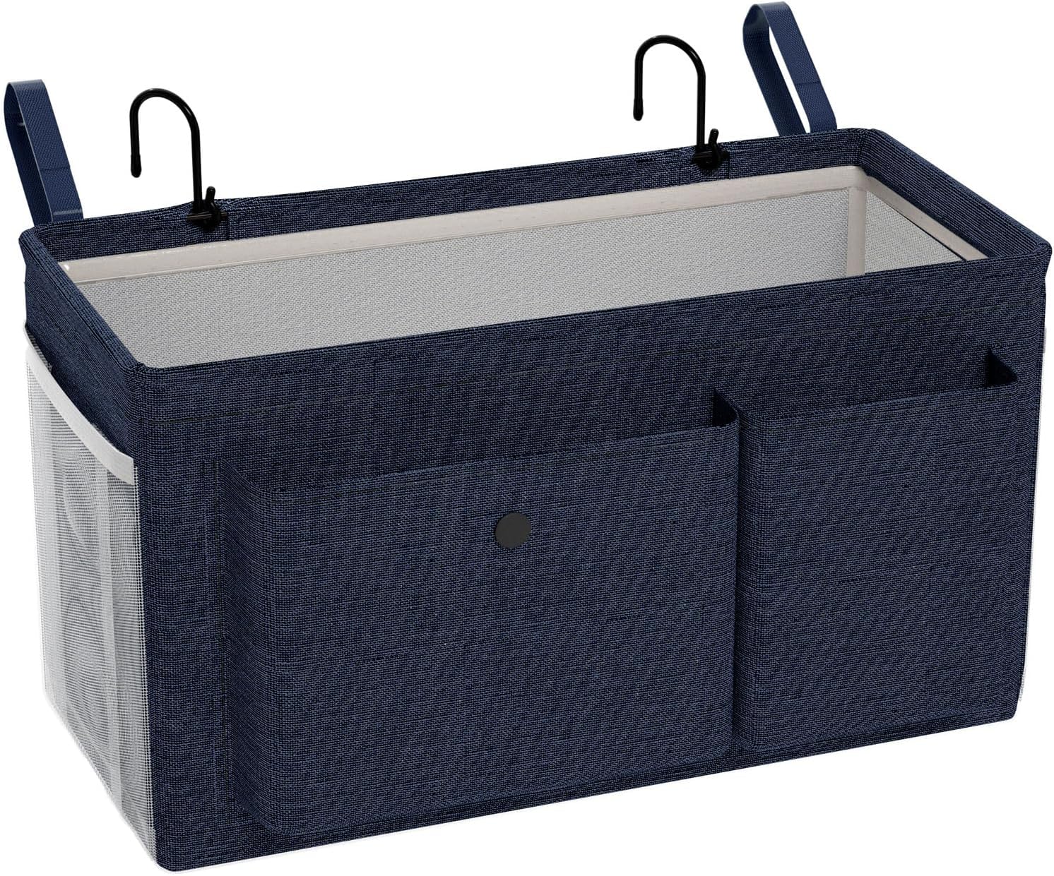 Bedside Caddy Bedside Organizer with Fixed Straps & Water Bottle Holder, Bunk Bed Caddy ideal for Home, Dorm, Hospital, Crib, Versatile Bedside Storage Solution (Navy)