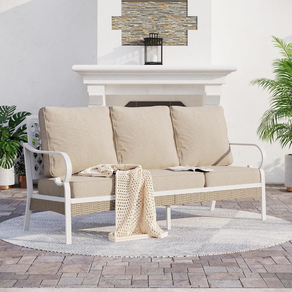 SUNSHINE VALLEY Metal Patio Furniture Sofa with 5.75" Extra Thick Cushio...