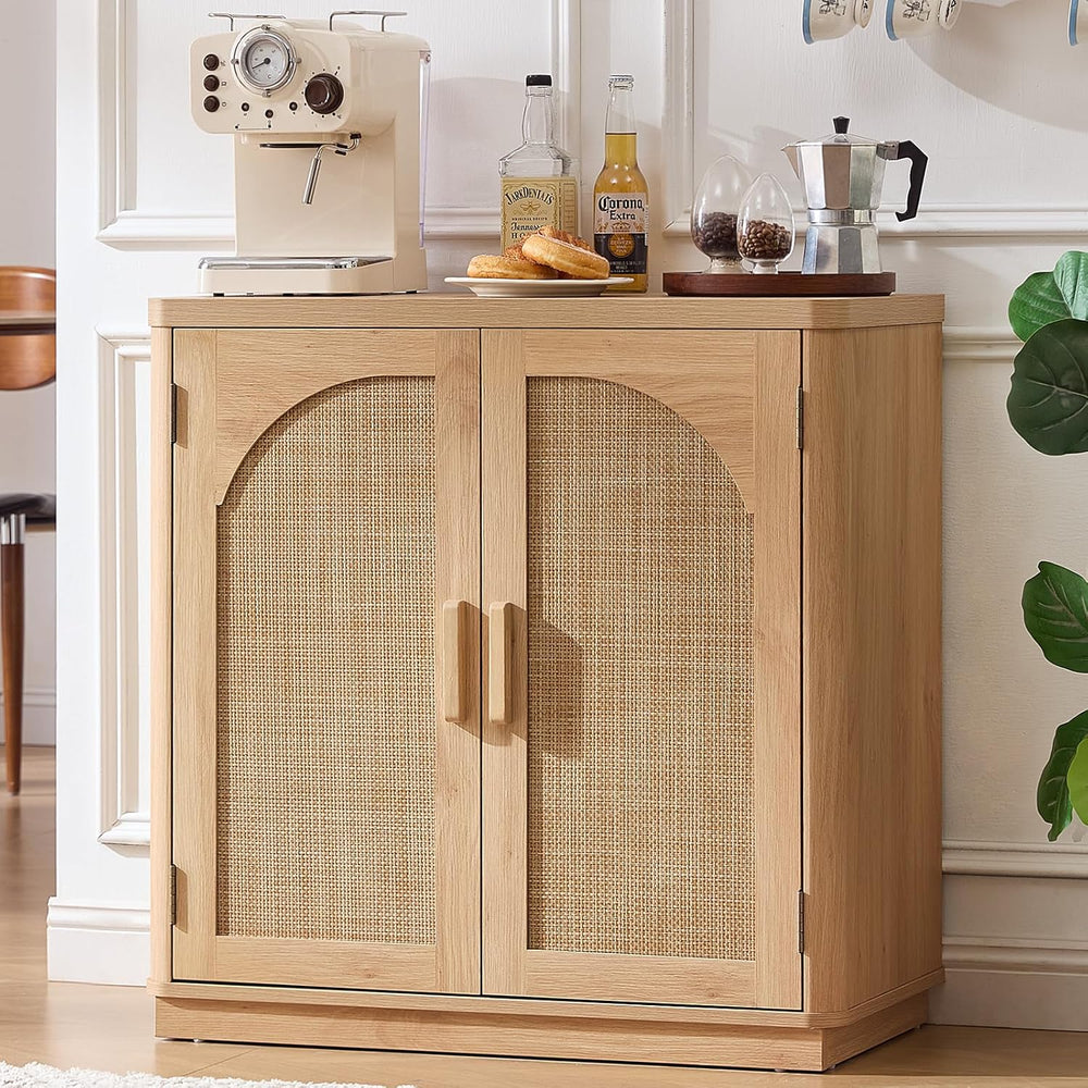 LEYAOYAO Rattan Sideboard Buffet Cabinet with Storage, 31.5" Coffee Bar ...