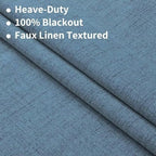 Joydeco Natural Linen Curtains 96 inch Length 2 Panels Set Burg 100% Blackout Patio Door Curtain Room Darkening Sliding Door Curtains Thermal Insulated Back tab Rod Pocket(105x96 inch, Sky Blue)