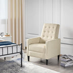 Yaheetech Fabric Recliner Chair Mid-Century Modern Recliner Adjustable Single Recliner Sofa with Thicker Seat Cushion Tufted Upholstered Sofa with Pocket Spring for Living Room Bedroom Beige