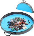 Toy Storage Bag and Play Mat for Building Bricks & Blocks - Portable Zipper Toy Storage Bag - Designed for Kids entertainment and toy storage to keep the room neat & tidy - Blue