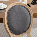French Country Dining Chairs Set of 4,Farmhouse Upholstered Dining Room Chairs with Round Back and Solid Leg,Fabric Kitchen Side Chairs for Kitchen/Bedroom/Dining Room,Gray