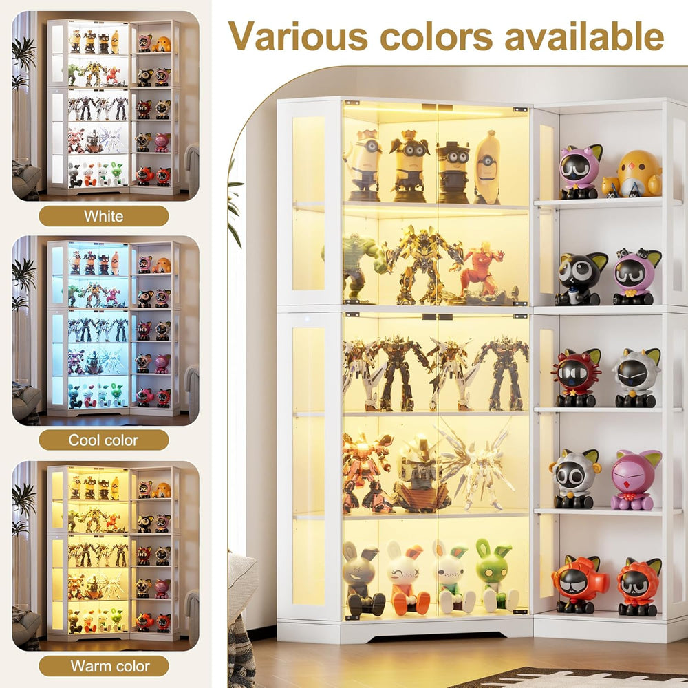 PAKASEPT Corner Display Curio Cabinet with Glass Doors, Glass Display Case wi...