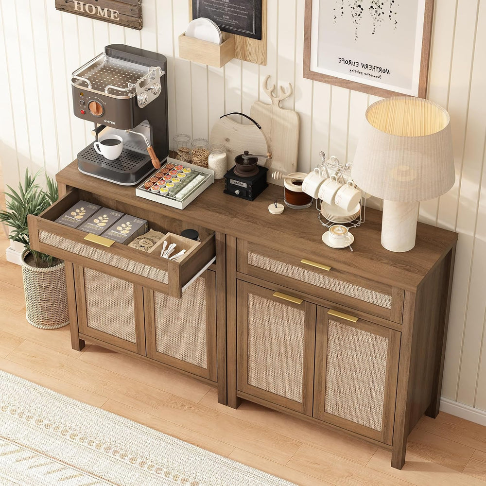Sideboard Buffet Cabinet with Storage - 30" Rattan Boho Console Cabinets...