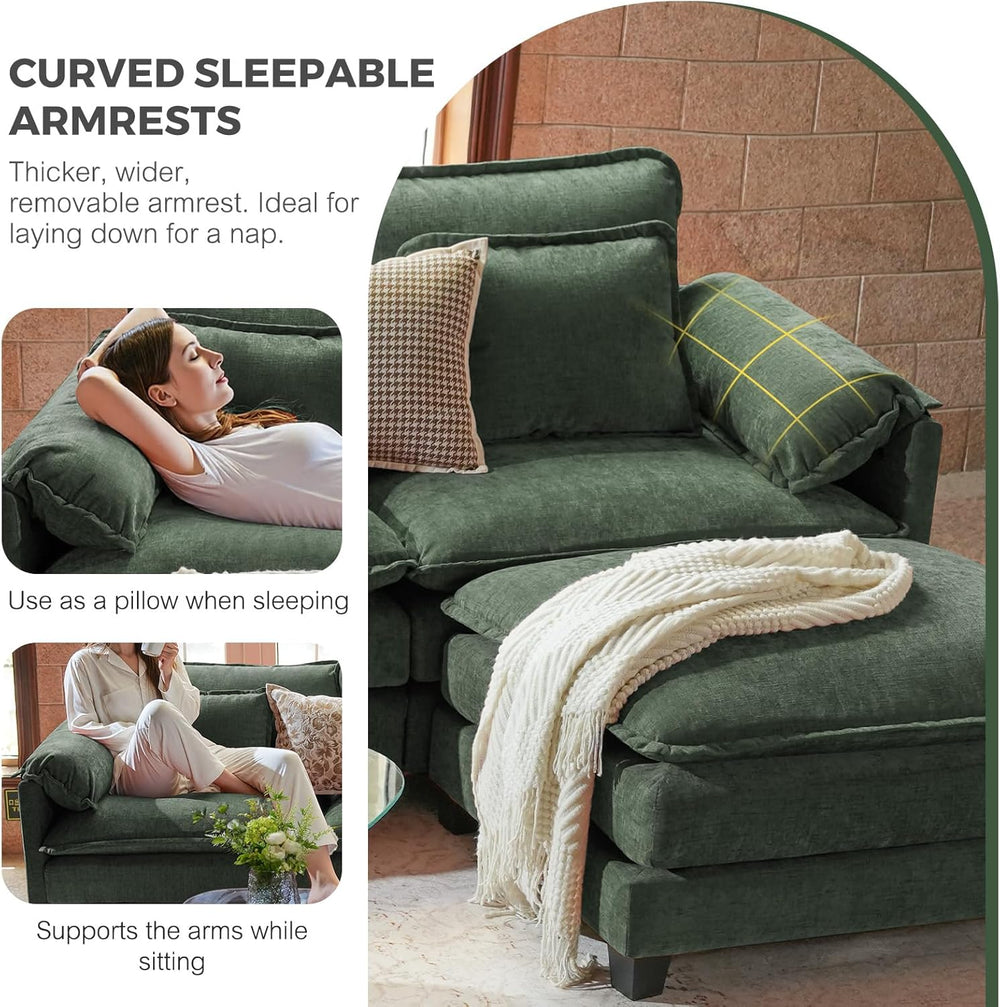 ELUCHANG 153" Oversized Modular Sectional Sofa, Comfy Chenille Cloud Cou...