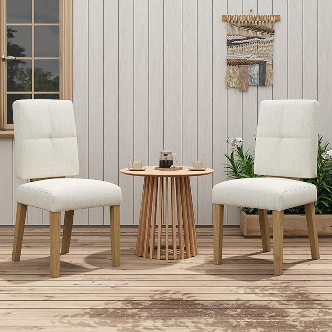Wooden Dining Chairs Set of 2, Dining Room Chairs with Wood Legs, Cloud-Like Cushion & Reinforcement Structure Design for Kitchen/Living Room/Restaurant, Easy Assembly