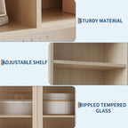Kitchen Pantry Cabinet,71 Inch Freestanding Cupboard with 7 Storage Blocks & DIY Pegboard & 2 Glass Doors & Adjustable Shelves,Storage Cabinet for Kitchen Dining Room,Hallway(Natural)