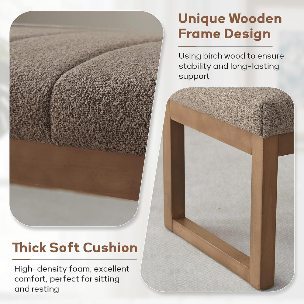 Zihanhome 52.7" Bedroom Bench for End of Bed, Modern Upholstered Teddy F...