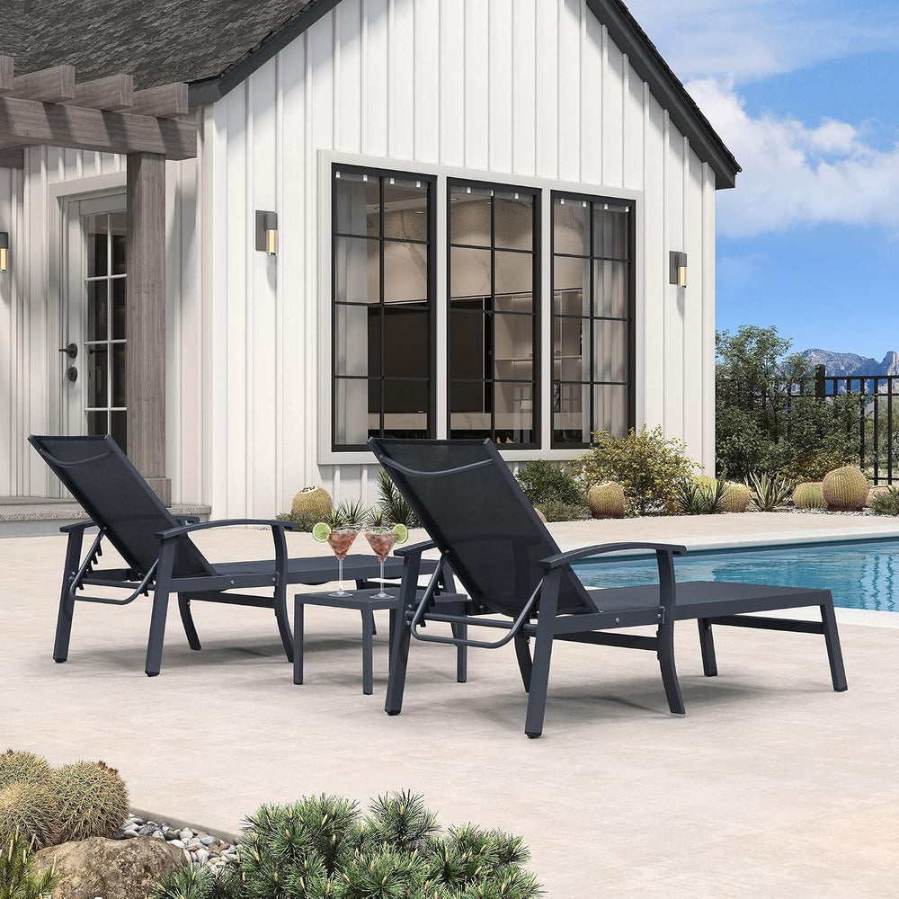 PURPLE LEAF Chaise Lounge Chair Outdoor 2 Pieces Pool Lounge Chairs 5 Adjusta...