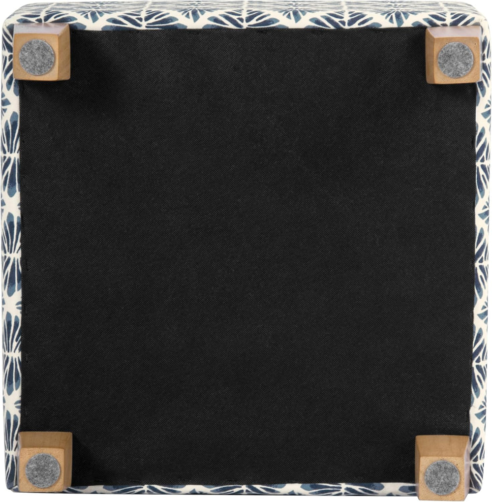 HomePop 18" Classic Square Storage Ottoman - Blue Geometric Pattern