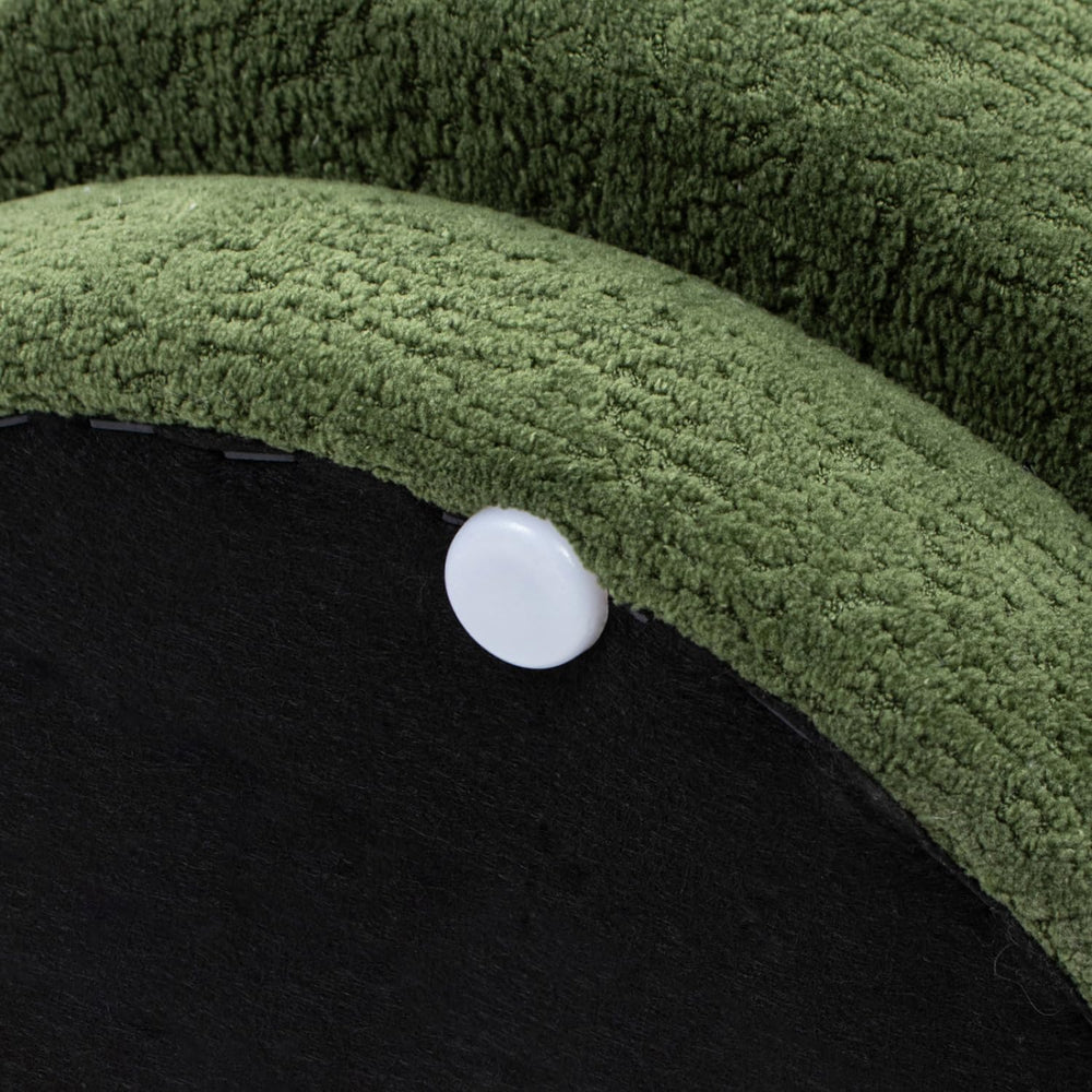 15" Mushroom Footstool Ottoman, Moss Green Fleeced Teddy